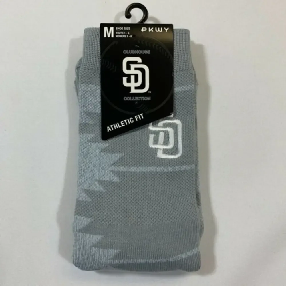 San Diego‎ Padres PWKY Athletic Fit Socks Boy's Size M Geo Grey Tatis Machado
